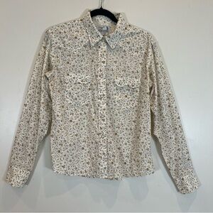 Panhandle Slim Retro Western Wear Ivory Pearl Snap Women's Shirt Floral L